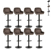 Hofuton 8Tabourets de Bar Chaises de Bar Hauteur Réglable Rotatif Hauteur Totale 86 - 106 cm Marron