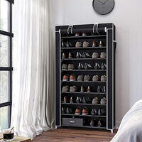 WYCTIN®Armoire étagères à chaussures 9 couches 45 paires de chaussures avec housse 88 x 28 x 160cm noir