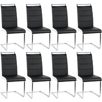 Hofuton 8 Pcs Chaises de Salle à Manger Piètement Chromé Revêtement Synthétique - Noir/Blanc