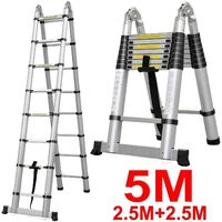 2 en 1 Escabeau Pliant Ladder Certifié EN131 Oliote Échelle Télescopique Pliante 5M Charge max 150 kg 2,5M + 2,5M