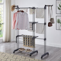 Hofuton Séchoir à Linge Extensible Pliable Étendoir Mobile Grand Capacité - Gris