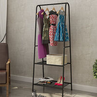 Hofuton Porte-Manteau d’Entrée, Tringle à Vêtements avec 2 Étagères pour Chaussures - Noir