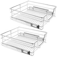 Hofuton 2 tiroirs de rangement téléscopiques - lot de 2, tiroirs coulissants cuisine, paniers coulissants cuisine - pour placard de 56cm