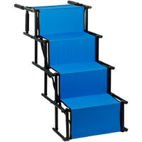 Hofuton Rampe pour Chien Pliable pour Grands Chiens, Escalier pour Chien Réglable, Aide à l'escalade, Rampe pour Chien Voiture Stable et Antidérapante à Chargeable Jusqu'à 80 kg, Bleu