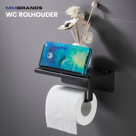 Porte-papier toilette sans perçage avec support pour téléphone