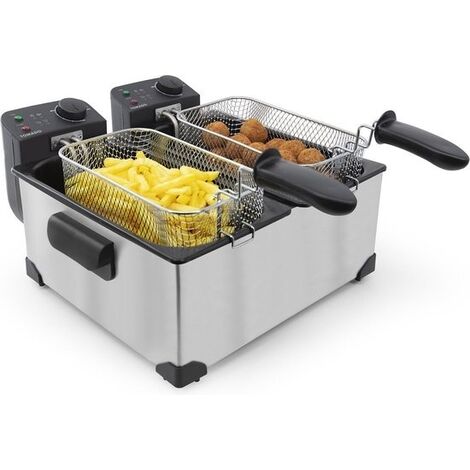 [JAMAIS UTILISE] Tomado Frieuse à double cuve Tomado TDF6001S - 2 x 3 L- 3600 watts - Friteuse à huile - acier inoxydable (1/5)