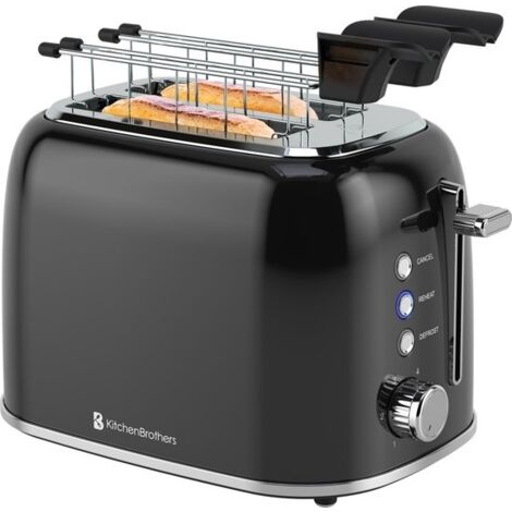 [JAMAIS UTILISE] KitchenBrothers KitchenBrothers Grille-pain 6 niveaux de chaleur - Fentes larges - Grille-pain pour machine à sandwich - 870 W - Noir (1/5)