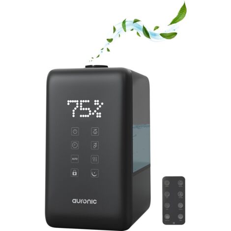 [JAMAIS UTILISE] Auronic Humidificateur Auronic - 3 niveaux de chaleur - Capacité du réservoir 6L - 70m2 - Filtre à eau inclus - Noir