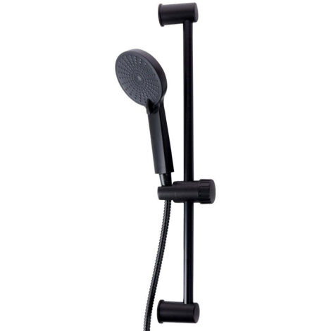 Colonne de douche noir mat – Doucheset complet avec douchette 3 fonctions – Flexible en acier inoxydable – Support mural ajustable