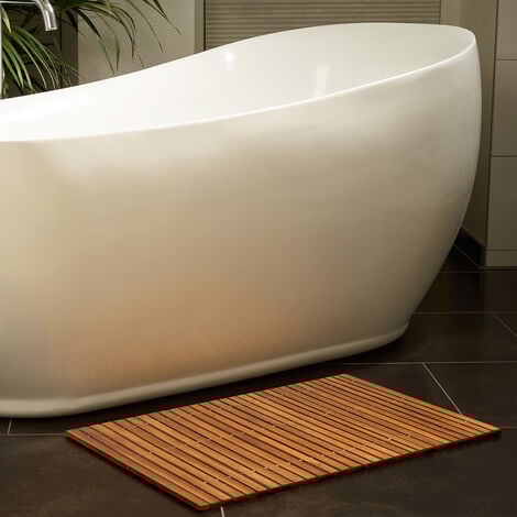 DEUBA® Tapis de bain en bois Tapis de sol antidérapant en bois d'acacia Caillebotis salle de bain  Tige