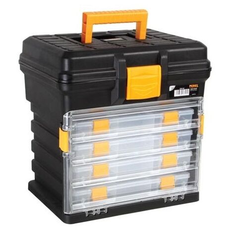 Perel – Coffre à outils 340 x 272 x 341 mm – 315 l – 4 organiseurs amovibles – Matériau polypropylène – Poignée ergonomique (1/8)