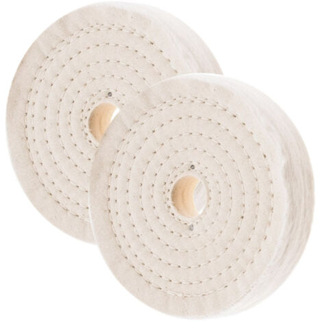 Lot de 2 disques de polissage en coton cousu Ø200 mm – 80 plis pour finition lisse sur métal, bois et plastique – Alésage 16 mm
