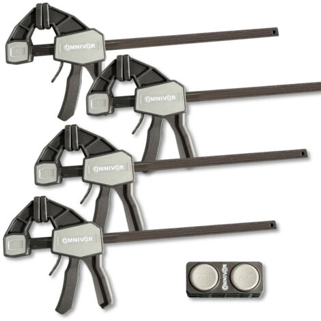Lot de 4 serre-joints à une main 300mm – Force de serrage 68kg – Serrage rapide ergonomique – Pour menuiserie et bricolage - Force68kg