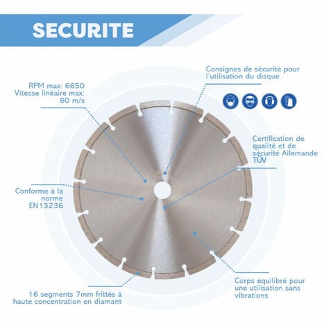 Disque Diamant pour Béton et Matériaux de Construction- Lame Diamantée à Tronçonner - pour Meuleuse ou Disqueuse - Diamètre 230 mm - Alésage 22,23 mm - Hauteur Segments 7 mm - BUILDER - DIAMWOOD