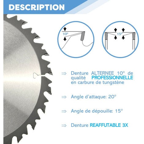 Lame de Scie Circulaire Bois pour Scies sur Table, Combinée ou Toupie Scie - Débit Bois - Carbure - 24 Dents Alternées Positives - Diamètre 250 mm - Alésage 30 mm - Epaisseur 3,2/2,2 mm - DIAMWOOD