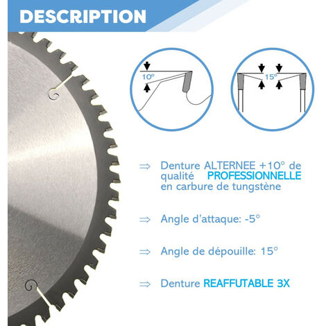 Lame de scie circulaire HM universelle D. 305 x Al. 30 x ép. 3,2/2,2 mm x Z60 Alt Nég pour bois - Diamwood