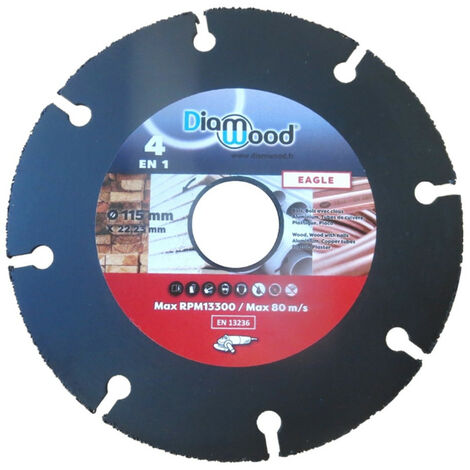 Diamwood – Disque diamant pour meuleuse Ø 115mm – Alésage 22,23mm – Multi-matériaux : bois, PVC, plâtre, fibrociment – Coupe précise