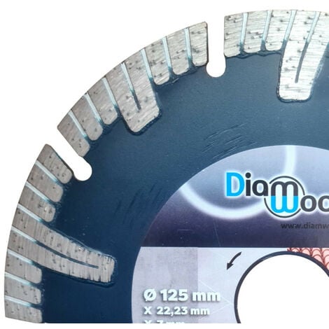 Disque Diamant Segment Turbo pour Carrelage Granite Pierre Margelle Piscine Tuile - Lame Diamantée à Tronçonner TURBOCUT - pour Meuleuse ou Disqueuse - Diamètre 125 mm - Alésage 22,23 mm  - DIAMWOOD