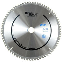 Lame de Scie Circulaire Bois Alu pour Scies à Onglet - Découpe Parfaite et Polyvalente - 72 Dents Alternées Positives - Diamètre 305 mm - Alésage 30 mm ép.3,0/2,0 mm - DIAMWOOD