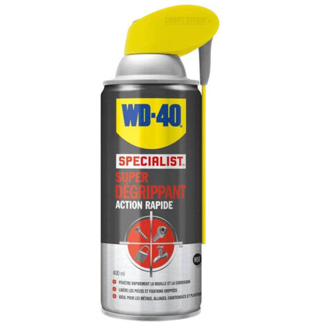 Wd-40 – Dégrippant action rapide 400ml – Pour métal et plastique – Lubrifiant anti-corrosion – Application précise avec spray