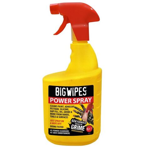 Nettoyant en spray 1 litre – Formule antibactérienne pour colle époxy, peinture et graisse – Action rapide sur salissures tenaces – Big Wipes