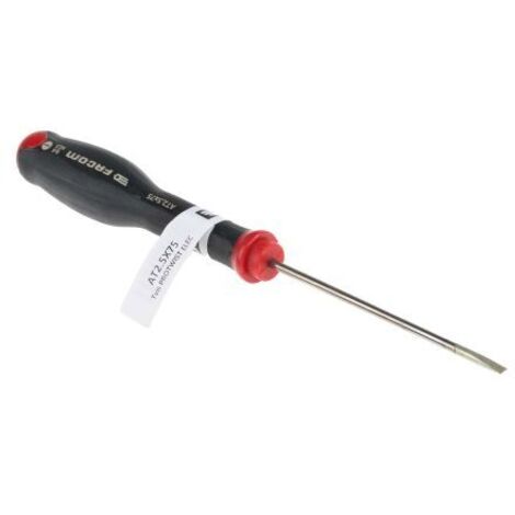Facom – Tournevis à pointe plate 0,4 x 2,5 mm – Longueur 75 mm – Poignée bi-matière ergonomique – Pour accès zones difficiles