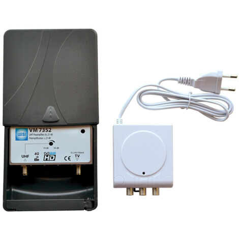 Kit préamplificateur UHF 470-694 MHz – Gain réglable 19-34 dB – Faible bruit ≤ 2 dB – Alimentation 12-24V DC – Montage mural ou sur mât – Wisi - LTE700
