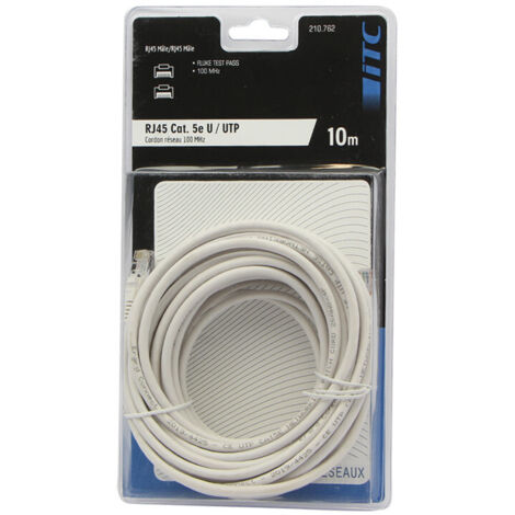 Cordon rj45 male/male 10m longueur 10m -rj45 m/rj45 m Itc 302304 (1/2)