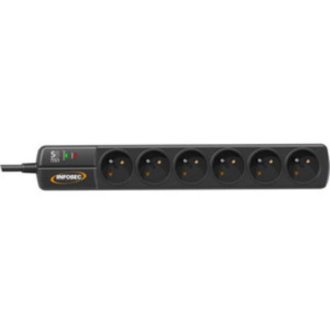 Infosec S6 Black Line II multiprise noire 6 prises (1/5)