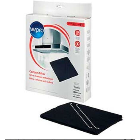 Whirlpool – Filtre à charbon type 31 pour hotte – Lot de 2 filtres – Longueur 285mm, largeur 245mm, épaisseur 11mm – Compatible avec plusieurs marques
