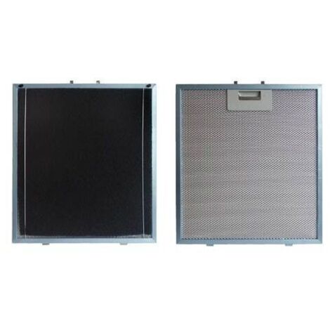 Filtre métal anti graisse (à l'unité) + charbon 303x278mm (74X1648) Hotte BRANDT, FAGOR, SAUTER (1/2)