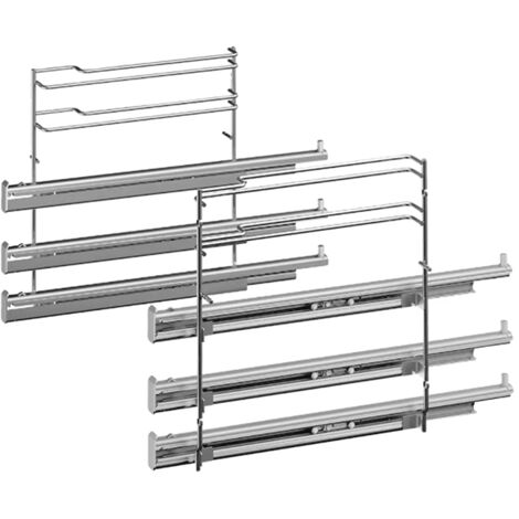 Glissière télescopique pour four – Sortie totale avec fonction stop – Compatible Siemens et Bosch – Rail à 3 niveaux pour plats