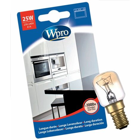 Ampoule T25 / E14 / 25W d'origine (484000008842, C00863215) Four, cuisinière ATLANTIC, AYA, BAUKNECHT, BURG, CONTINENTAL EDISON, DAEWOO, DOMEOS, ESSENTIEL B, FAR, FRIONOR, HARROW, IGNIS, LADEN, LINETE