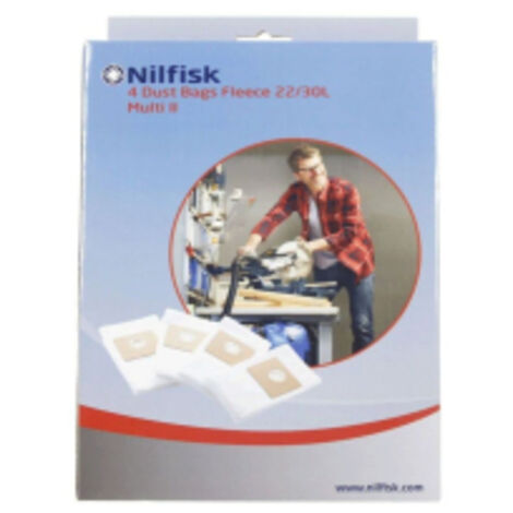 Nilfisk – Lot de 4 sacs pour aspirateur Multi II 22/30 – Conçus pour performance optimale – Maintien de propreté et efficacité accrue