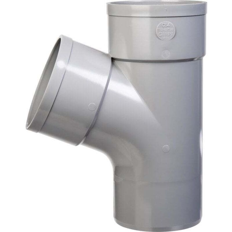 Raccord PVC Gris Triple Équerre 45° 40-40-100-40 Mm Quadruple Emboîture Nicoll RT742S