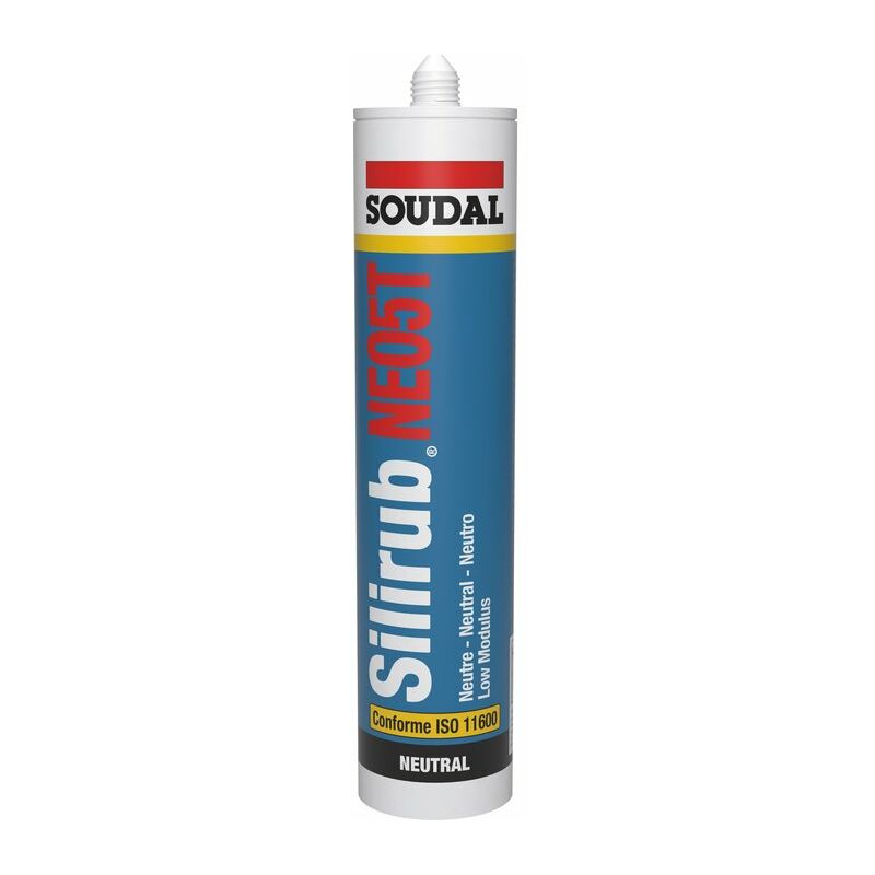 Mastic pour joints de raccordement Silicone - Silirub NEO5T - Soudal - Teinte Transparente - 300 ml