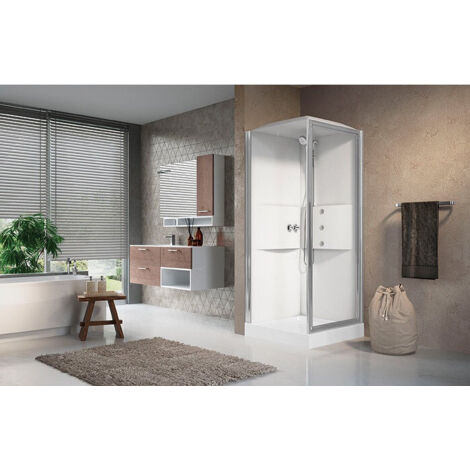 Cabine de douche Média 2.0 - Carrée accès de face - Porte pivotante (1/2)