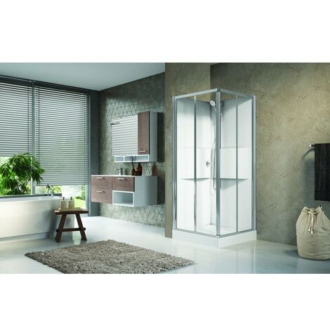 Novellini – Cabine de douche carrée 900x900mm – Accès d'angle – Portes coulissantes – Sans hydromassage – 1 pièce (1/2)