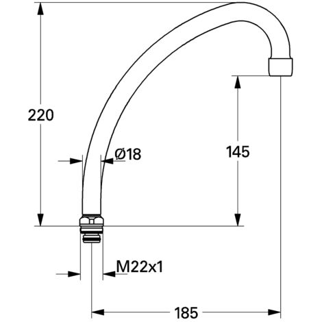 Grohe – Bec col de cygne orientable saillie 185mm – Corps en laiton – Mousseur M 22 x 1 mâle – Pour accès facile à l'évier