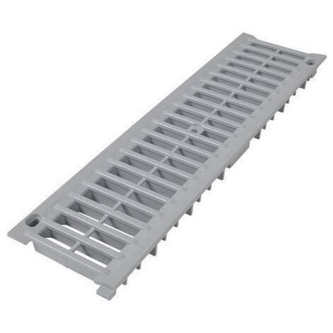 Nicoll – Grille de caniveau 130x500 mm en PVC gris – Classe A15 – Fixation par vis inox – Surface d'avalement 580 cm²/ml