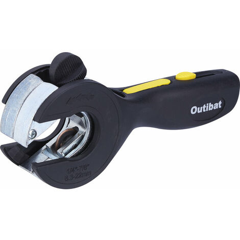 Coupe-tube cuivre à cliquet 6-23 mm – Poignée ergonomique pour espaces restreints – Ébavureur rotatif intégré – Coupe droite – Outibat