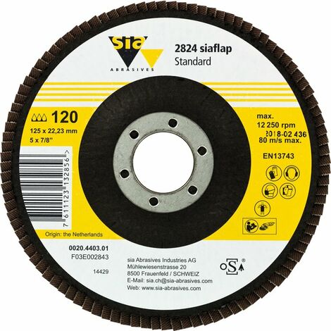 Disque à lamelles Zirconium SIA - diamètre 125 mm - Grain 120 (1/2)