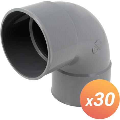 Raccord PVC gris coudé 87 degrés30 - FF Diamètre 100 mm - Double emboîture - Nicoll