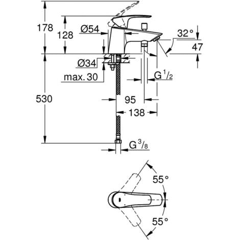 33614002 - Grohe] Mitigeur bain douche Eurosmart Cosmo Grohe Monotrou