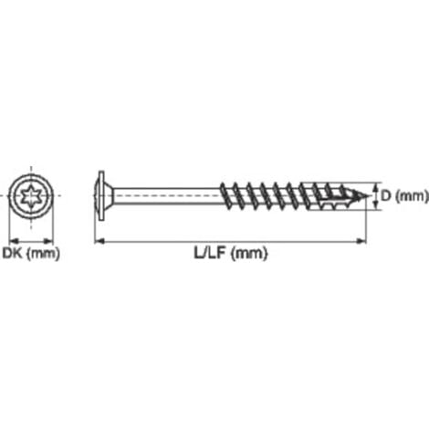 Vis charpente tête disque Inox A2 6X120 Filetée sur 70 TORX T25 Diamètre de  tête: 15