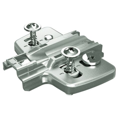 Embase à visser avec vis pour panneaux de particules prémontées Hettich - Distance 1,5 mm - Perçage Diamètre 2,5 mm
