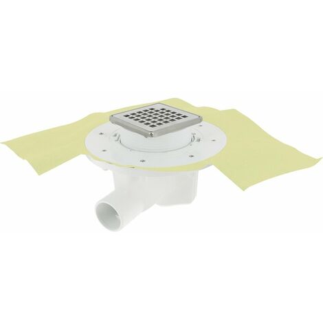 Nicoll – Siphon horizontal Ø50 pour récupération eaux usées – Grille inox 10x10 cm – Débit 0,8 L/s – Compatible étanchéité ATEC