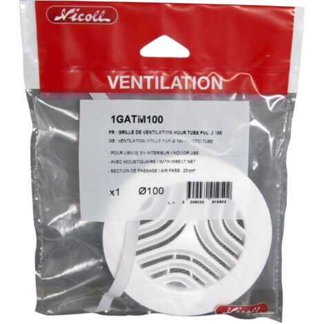 Nicoll – Grille aération ronde pour tube PVC D.125 – Bouche VMC – Diamètre 125mm – Pour ventilation efficace en espaces confinés