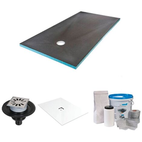 Receveur de douche à carreler - Wedi - 120 x 90 - kit complet à carreler avec bonde verticale + kit d'étanchéité + revêtement Fundo Top Blanc (1/4)