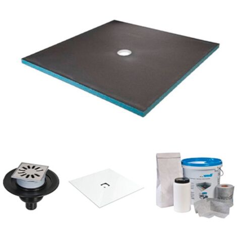 Receveur de douche à carreler - Wedi - 90 x 90 - kit complet à carreler avec bonde verticale + kit d'étanchéité + revêtement Fundo Top Blanc (1/4)